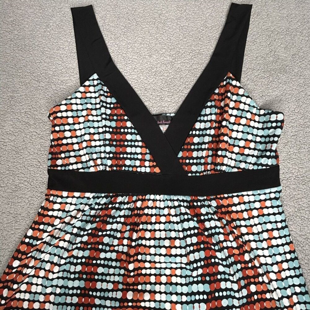 Tempted Hearts Babydoll Top Womens XL Abstract Polka Dot Tie Back Empire Y2K